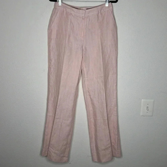 Brooks Brothers linen blend pinstriped peach colored pants size 6 - Picture 2 of 6